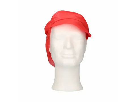 PPnw pet met klep en haaropvang rood 'snood cap' 1000 Stuks