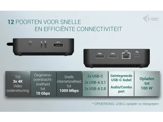 i-tec USB-C DP Dual HDMI Docking Station met Power Delivery 100W - 3