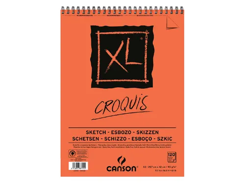 Schetspapier Canson XL Sketch 120vel 90gr A3 ivoorwit