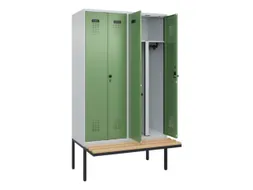 PBM-locker met bank,HxBxD 2120x1200x815mm,4vak,vak B 300mm