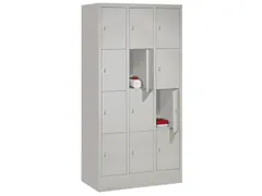 lockerkast,HxBxD 1850x900x500mm,3x4vakken,RAL7035,front RAL7016