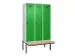 locker met bank,voor scheiding van kleding,HxBxD 2120x1200x815mm,3vak
