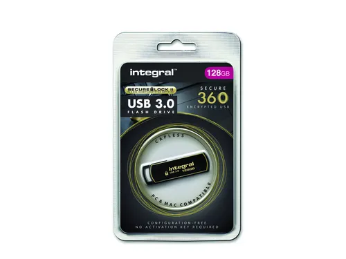 USB stick 3.0 Integral Secure 360 USB-A 128GB zwart