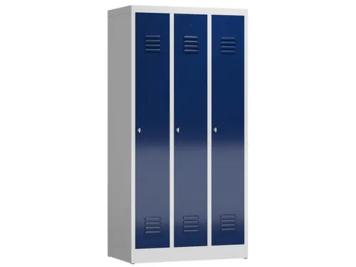 garderobekast 1800x870x500mm 3vak klink sokkel romp RAL7035 RAL5010