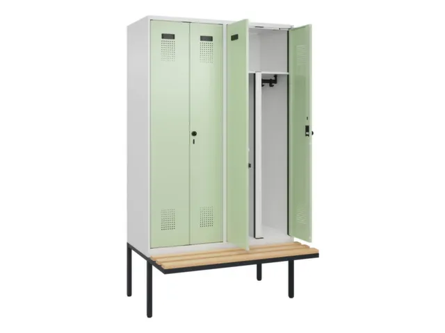 PBM-locker met bank,HxBxD 2120x1200x815mm,4vak,vak B 300mm