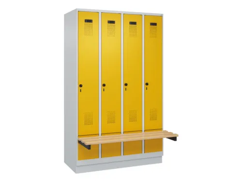 locker met bank,HxBxD 1950x1200x815mm,4vak,vak B 300mm,draaigrendel
