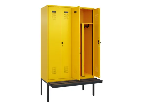 PBM-locker met bank,HxBxD 2120x1200x815mm,4vak,vak B 300mm