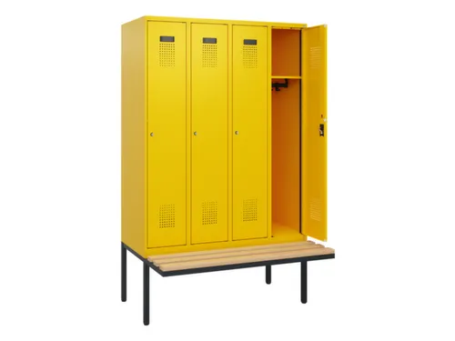 locker met bank,HxBxD 1950x1200x815mm,4vak,vak B 300mm,cilinderslot