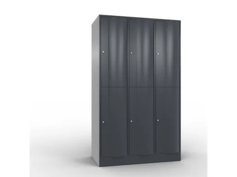 lockerkast 1950x1150x640mm 3x2 vakken romp RAL7021 front RAL7021