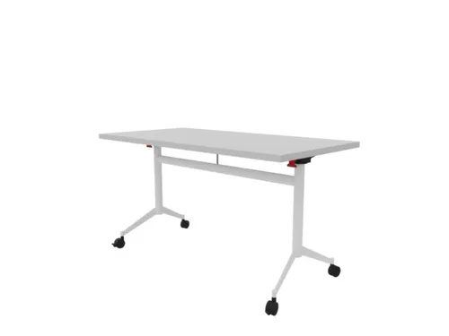 klaptafel,HxBxD 750x1400x700mm,hoekig,T-voet wit,ovale buis,blad grijs