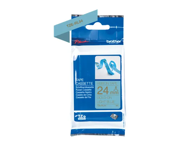 Cassette originale à ruban tissu or sur bleu clair pour étiqueteuse