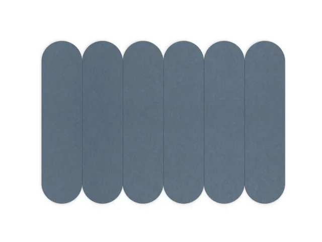 Akoestische PET-vilt ovale stroken blauw 30x120cm 6 stuks