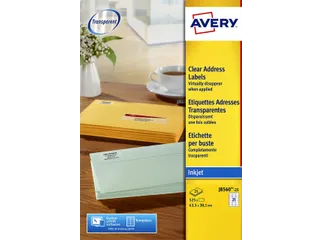 Adresetiket Avery J8560-25 63,5x38,1mm Transparant Inkjet 525 stuks - 4