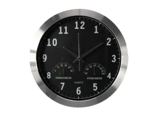Aluminium Wandklok Met Thermometer & Hygrometer Ø 35,5cm cijfers - 6
