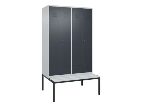 PBM-locker met bank,HxBxD 2120x1200x815mm,4vak,vak B 300mm,cil.-slot