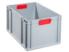 Euronorm-Stapelbak 600x400mm 320mm H Pp Wand/Bodem Gesloten Grijs/Rood