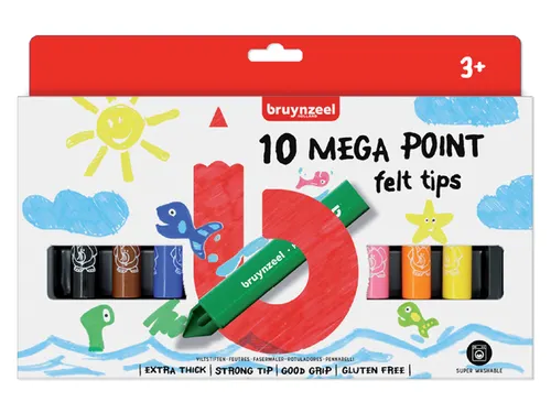 Viltstift Bruynzeel Kids Mega Point assorti 10 stuks
