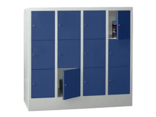 lockerkast,HxBxD 1187x1600x500mm,4x3vakken,RAL7035,front RAL5010 - 2