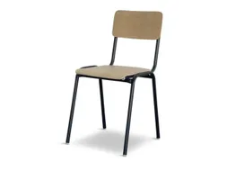 Bezoekersstoel,4Voeten Ronde Buis Zwart,Zitting/Rug Natuur
