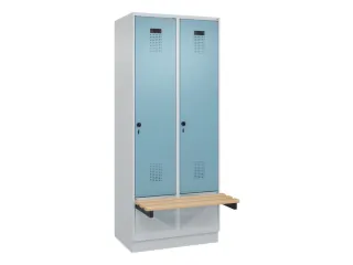 locker met bank,HxBxD 1950x800x815mm,2vak,vak B 400mm,draaigrendel - 2