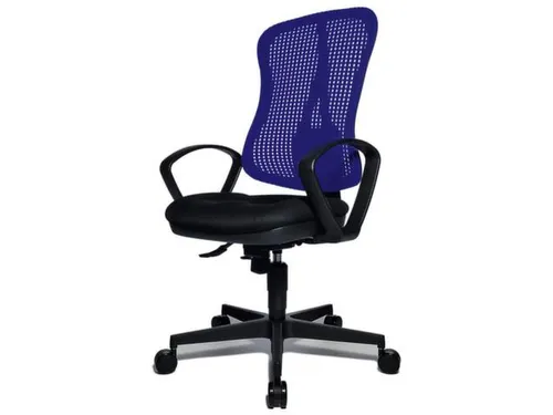 Bureaustoel Zitting Zwart Rugleuning Met Netbekleding In Blauw