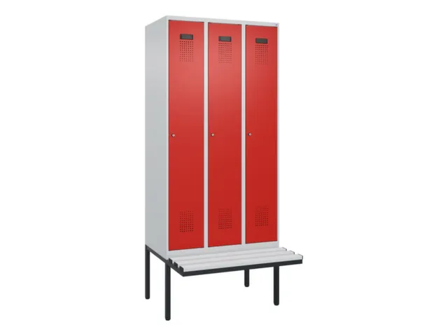 locker met bank,voor scheiding van kleding,HxBxD 2120x900x815mm,3vak