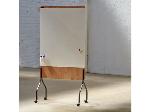 Whiteboard Rocada Natural 100x120cm wit mobiel 2-zijdig melamine magne