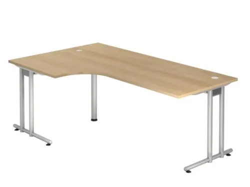 hoek-bureau,HxBxD 720x2000x800/1200mm,blad eiken,verdieping links