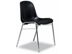 Kunststof Kuipstoelen Zwart Ronde Buis Verchroomd Ø 20Mm Stapelbaar