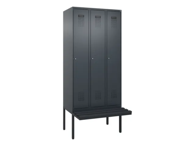 locker met bank,voor scheiding van kleding,HxBxD 2120x900x815mm,3vak