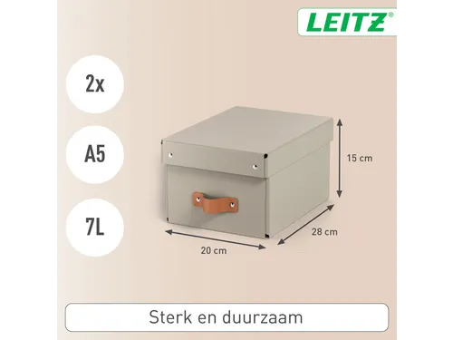 Leitz Puro Opbergdoos met deksel klein 7L set van 2 beige