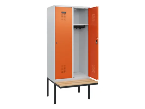 locker met bank,HxBxD 1950x800x815mm,2vak,vak B 400mm,cilinderslot