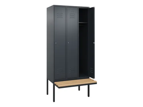 locker met bank,HxBxD 2120x900x815mm,3vak,vak B 300mm,cil.-slot