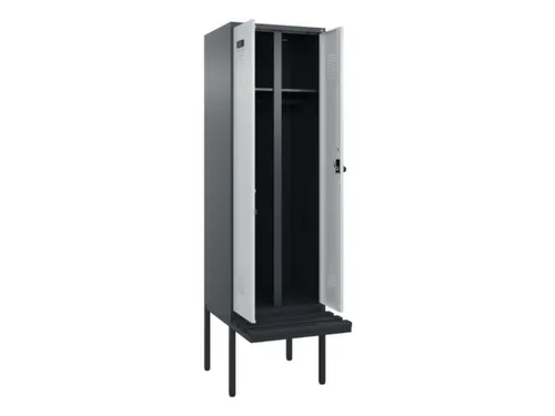 locker met bank,voor scheiding van kleding,HxBxD 2120x600x815mm,2vak