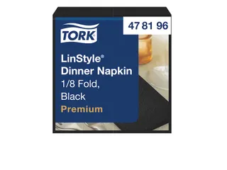Tork 478196 Premium LinStyle dinnerservet 1/8 vouw zwart 700 stuks - 1