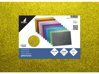 Glitterkarton Kangaro pak 10 vel 25x35cm, 10 kleuren 300 grams - 1
