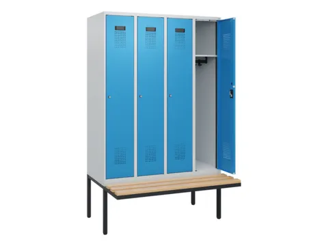 locker met bank,HxBxD 1950x1200x815mm,4vak,vak B 300mm,cilinderslot
