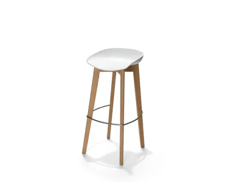 Barkruk Essentials Keeve PP vlakke zitting Wit 4voeten Lichtbruin