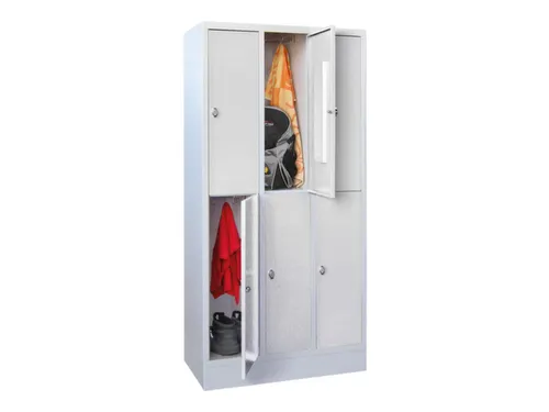 lockerkast,HxBxD 855x900x500mm,3x2vakken,RAL7035,front RAL7035
