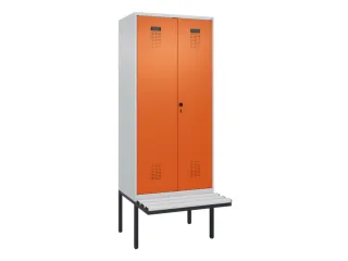 PBM-locker met bank,HxBxD 2120x800x815mm,2vak,vak B 400mm,draaigrendel - 2