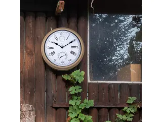 Buitenweerstationklok - Ø40 - 5 cm - metaal - bruine "hyacint" - 4
