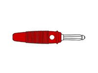 Banaanstekker 4mm male rood met dwarsgat en schroefaansluiting
