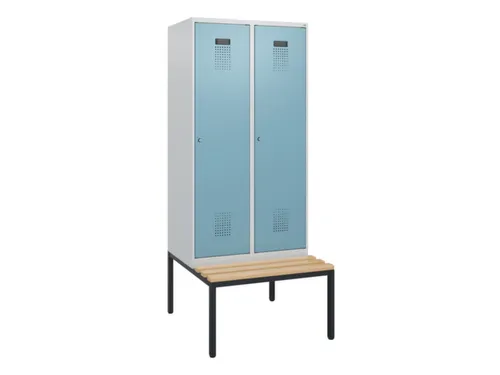 locker met bank,HxBxD 1950x800x815mm,2vak,vak B 400mm,cilinderslot