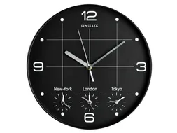 Wandklok Unilux On Time Ø30,5cm zwart/wit tijdzone cijfers