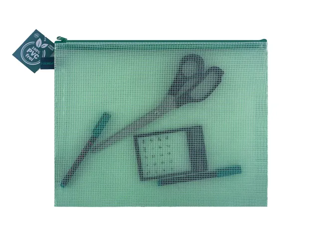 etui A4 PVC-vrij groen transparant met ritssluiting