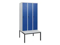 locker met bank,HxBxD 1950x900x815mm,3vak,vak B 300mm,draaigrendel