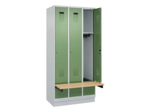 locker met bank,HxBxD 1950x900x815mm,3vak,vak B 300mm,cilinderslot