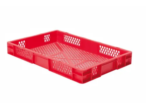 Euronorm-stapelbak 14.5l 75x600x400mm Wanden/bodem Opengewerkt Rood