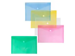 Enveloptas Foldersys A4 dwars PP transp ass. kleuren 10 st Assorti Oms