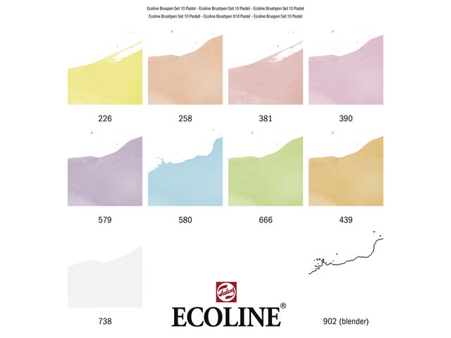 Feutre pinceau Ecoline set 10 teintes Pastel 10 Stuk bij Bonnet